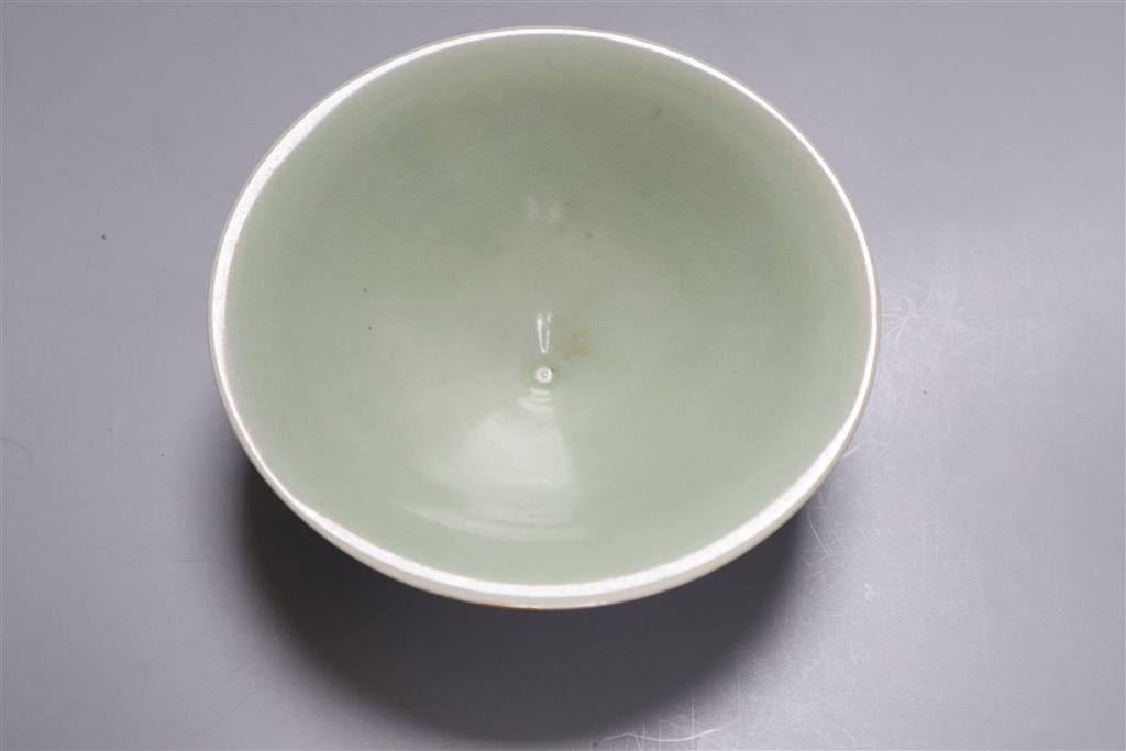 A Chinese celadon stem dish, 15.5cm